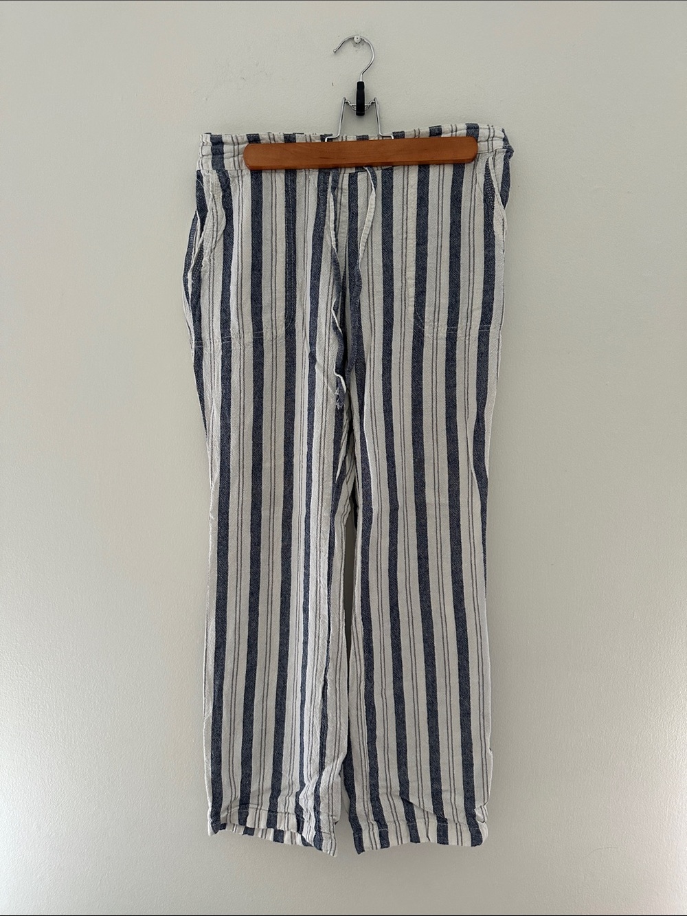 Blue striped linen lounge pants